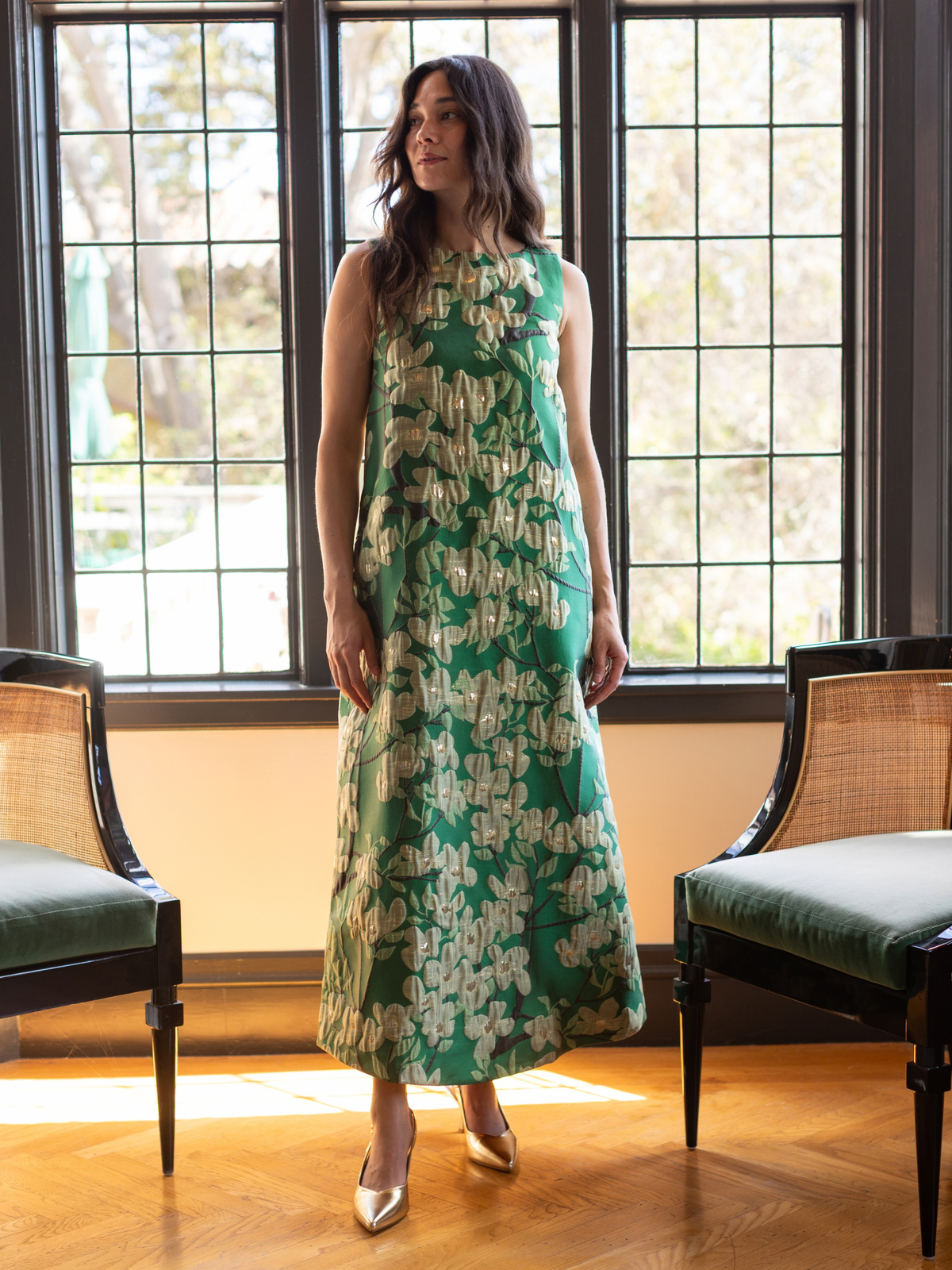 NATASHA dress Dogwood Green - Lesley Evers-Dress-gown-natasha