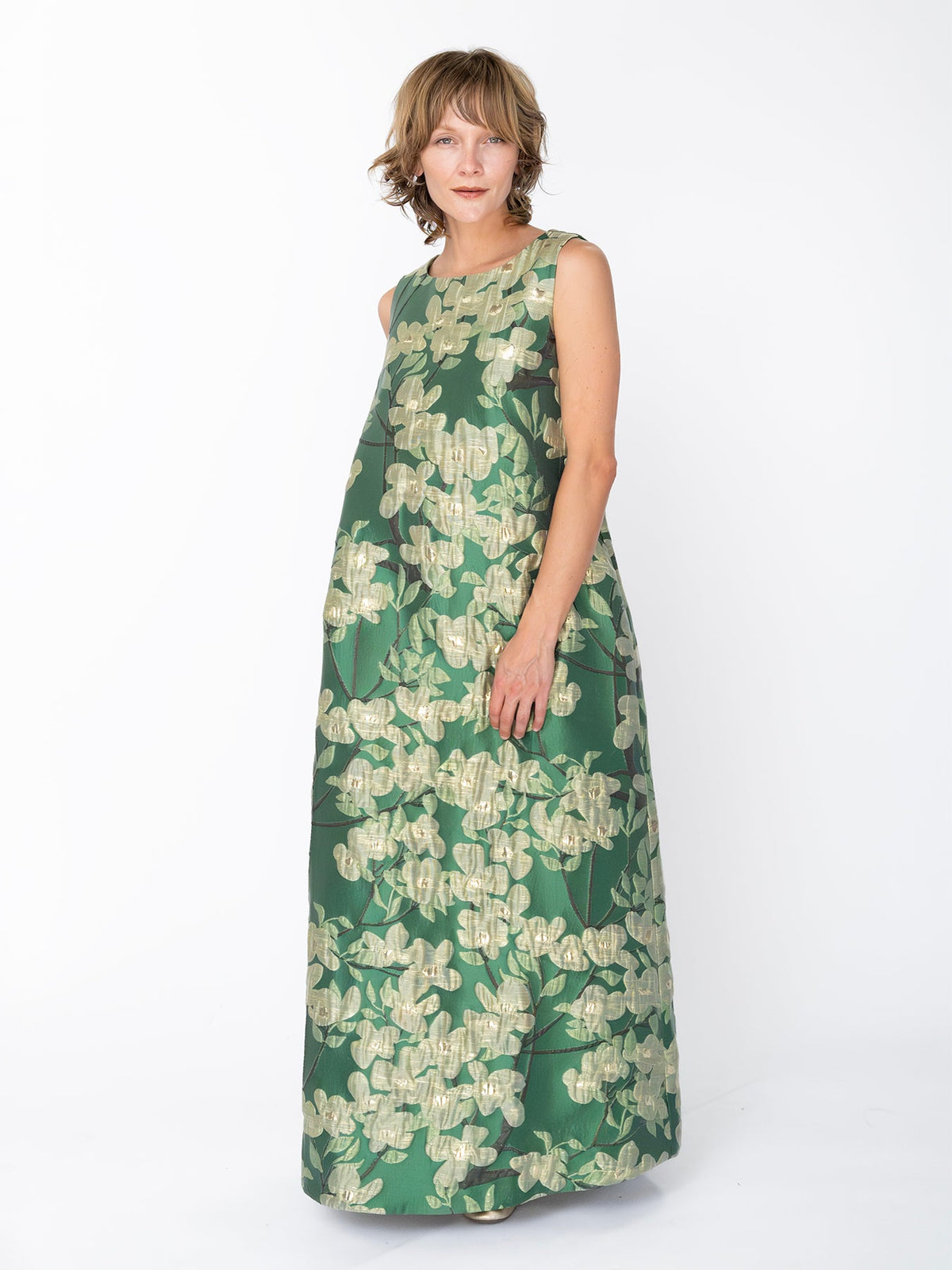 NATASHA dress Dogwood Green - Lesley Evers-Dress-gown-natasha