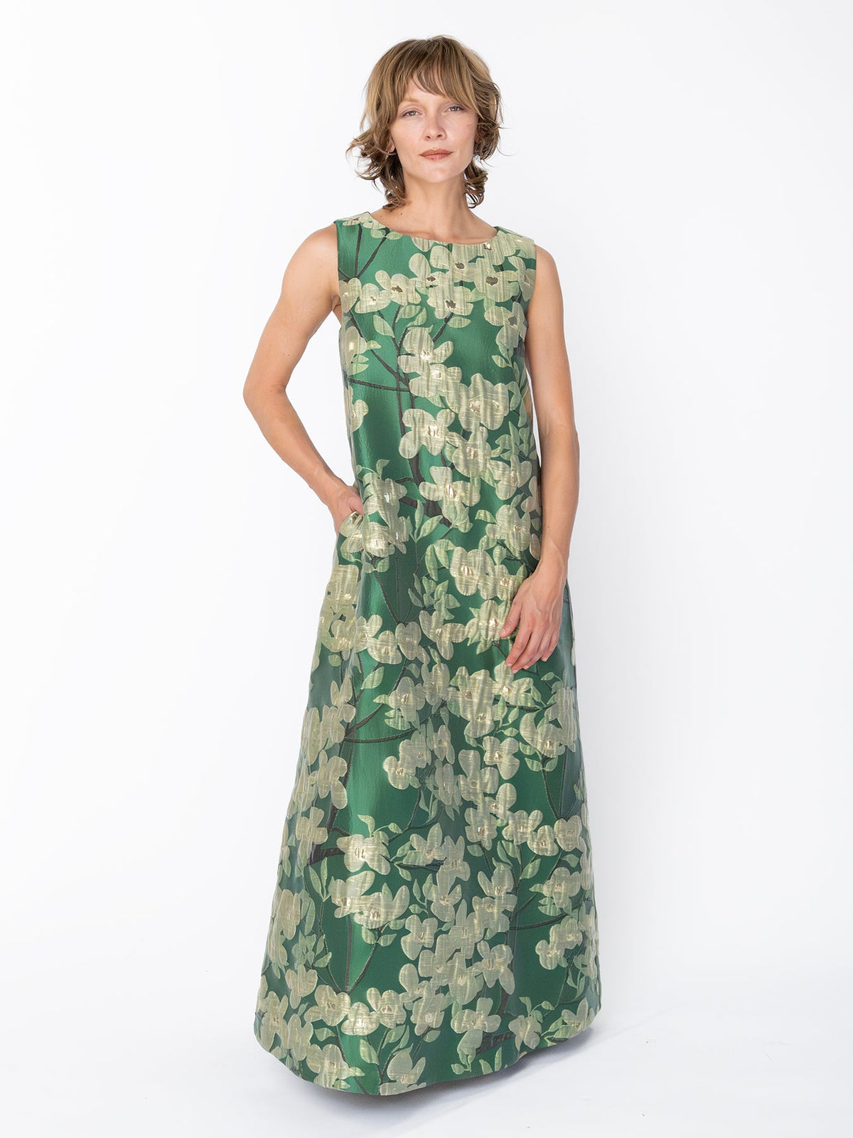NATASHA dress Dogwood Green - Lesley Evers-Dress-gown-natasha