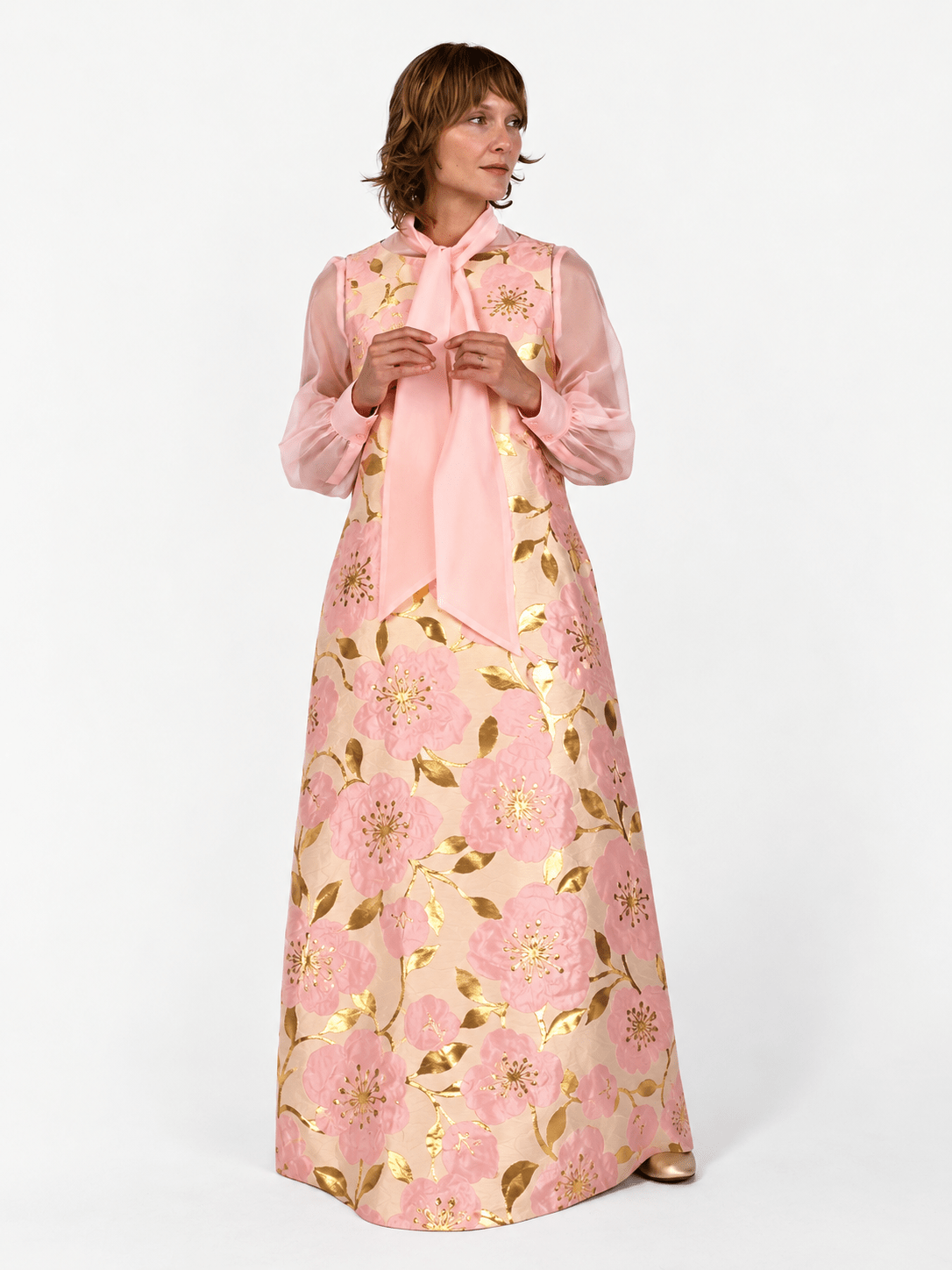 NATASHA dress Garden Wall Blush - Lesley Evers-Dress-gown-natasha