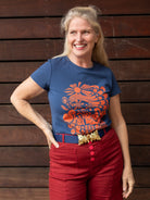 NELLIE graphic tee Shakalaka Navy and Orange - Lesley Evers - graphic - graphic tee - nellie