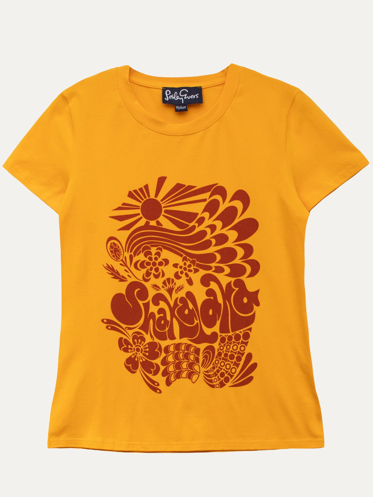 NELLIE graphic tee Shakalaka Yellow and Burgundy - Lesley Evers-graphic-graphic tee-nellie