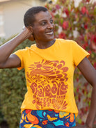 NELLIE graphic tee Shakalaka Yellow and Burgundy - Lesley Evers - graphic - graphic tee - nellie