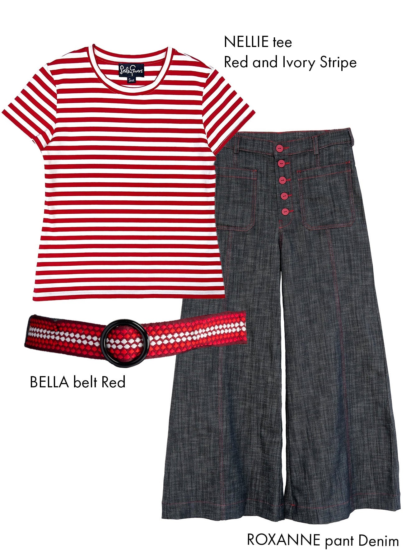 NELLIE tee Red and Ivory Stripe - Lesley Evers-nellie-Shop-Shop/All Products