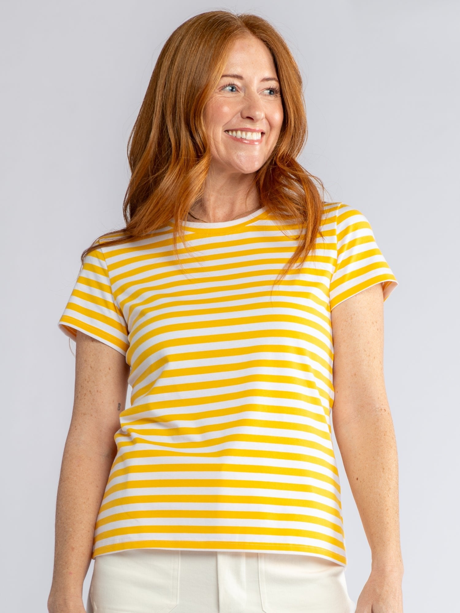 NELLIE tee Yellow and White Stripe - Lesley Evers-Shop-Shop/All Products-Shop/Dresses