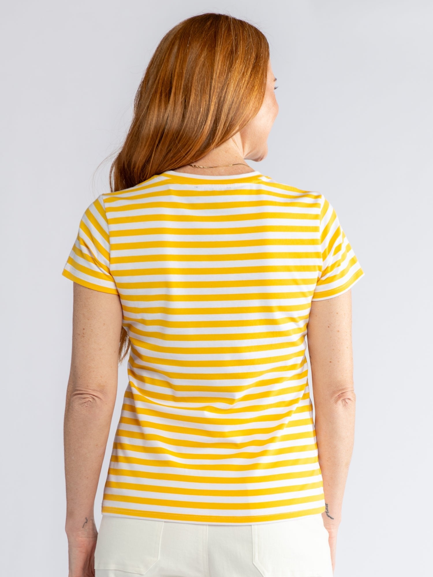 NELLIE tee Yellow and White Stripe XS