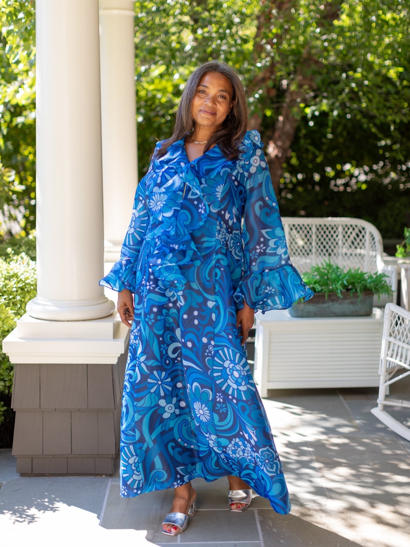 OPHELIA dress Flowerland Blue - Lesley Evers - Dress - Shop - Shop/All Products