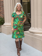 PHOEBE dress Flowerland Green - Lesley Evers - Dress - flowerland - flowerland green