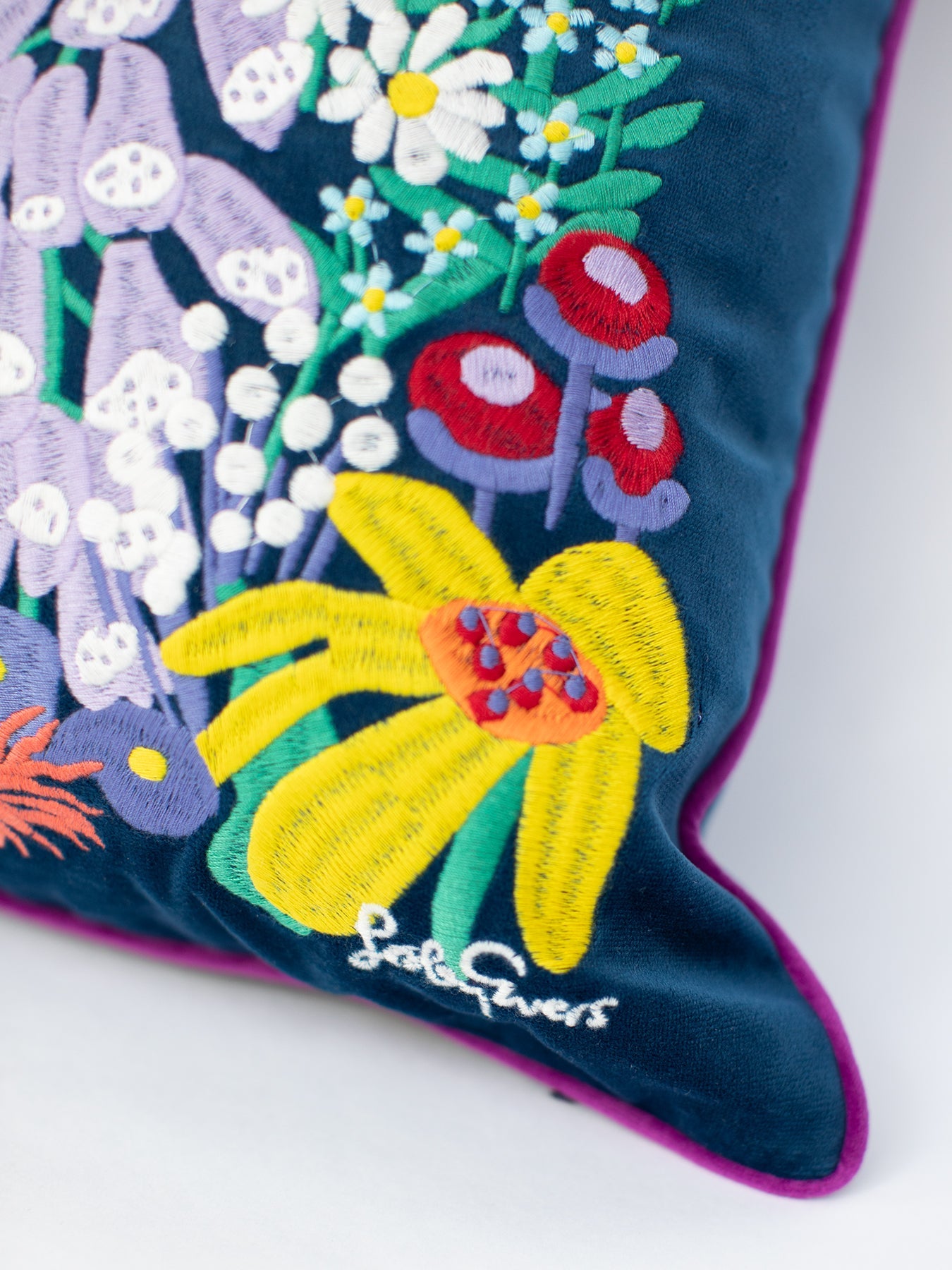 PILLOW SHAM Garden Party embroidered velvet - Lesley Evers - embroidered - embroidered velvet - home decor