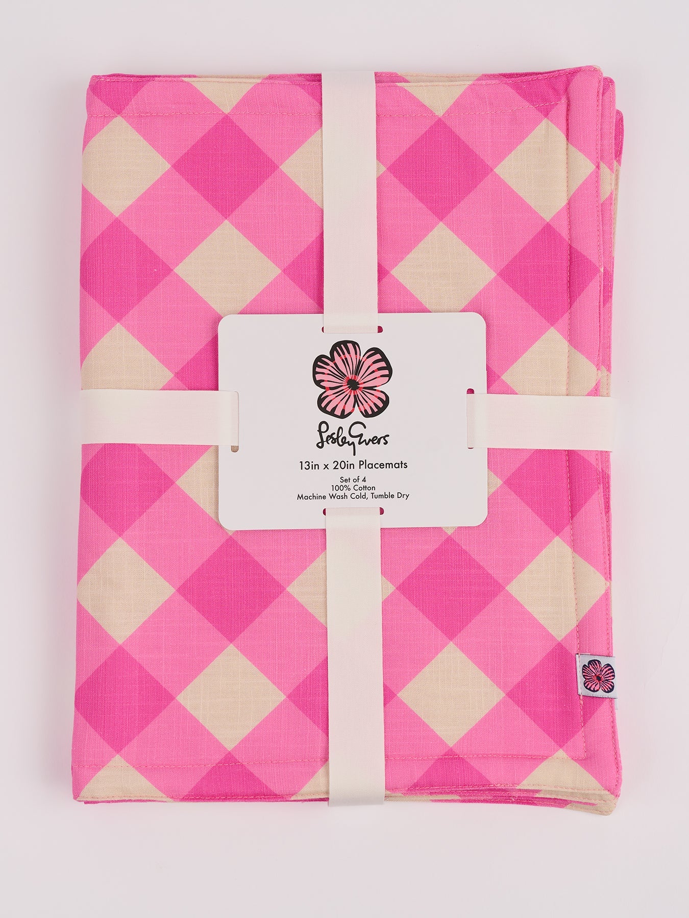 PLACEMATS set of 4 Pink Gingham - Lesley Evers-bird-birds-Giftable