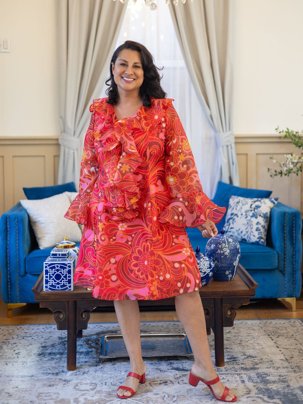 POPPY dress Flowerland Pink – Lesley Evers