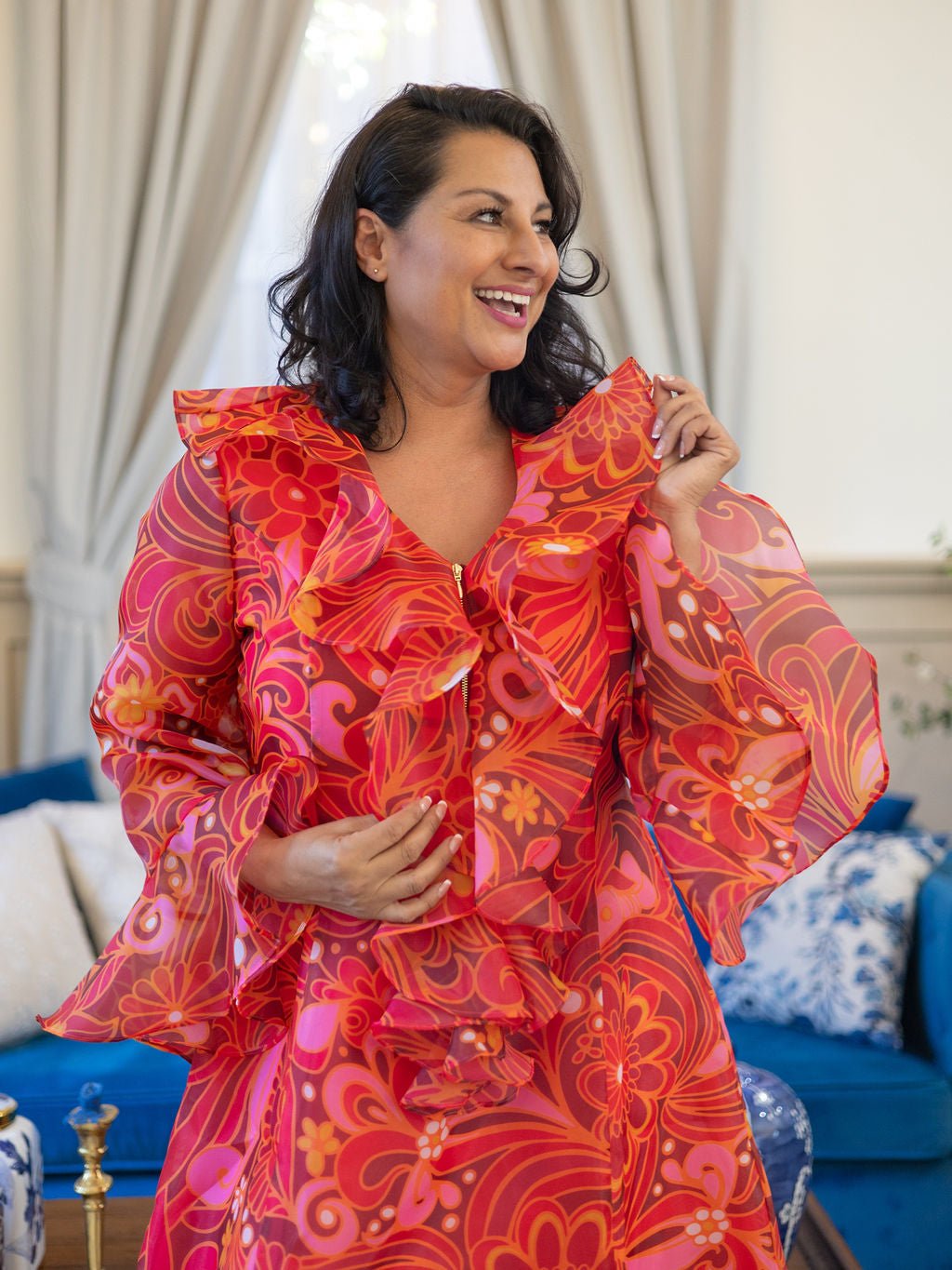 POPPY dress Flowerland Pink – Lesley Evers