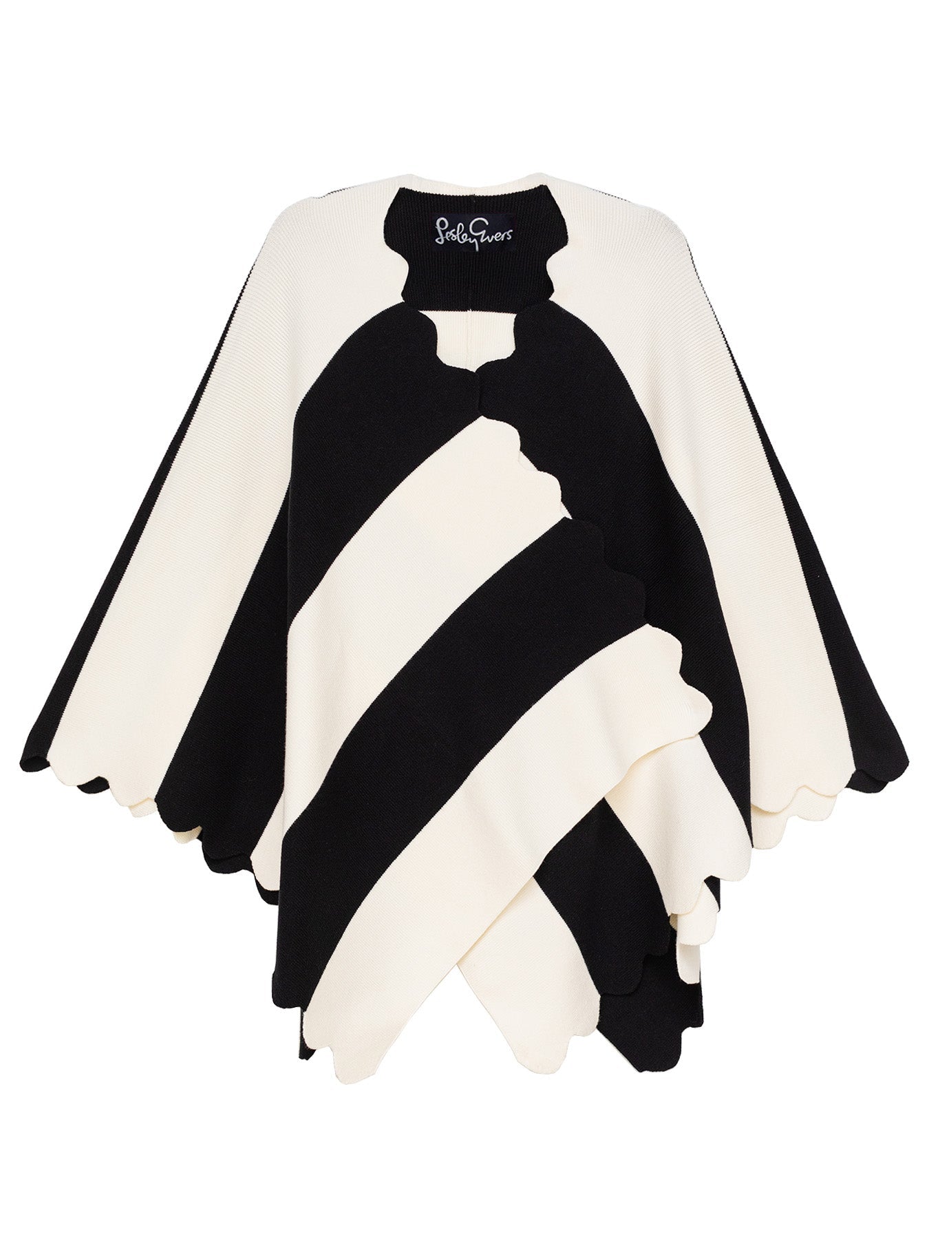 PORTIA cape Black and Ivory Stripe - Lesley Evers - Accessories - cape - cardigan