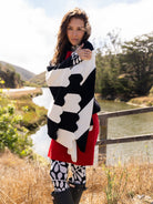 PORTIA cape Black and Ivory Stripe - Lesley Evers - Accessories - cape - cardigan