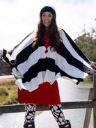 PORTIA cape Black and Ivory Stripe - Lesley Evers - Accessories - cape - cardigan