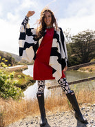 PORTIA cape Black and Ivory Stripe - Lesley Evers - Accessories - cape - cardigan