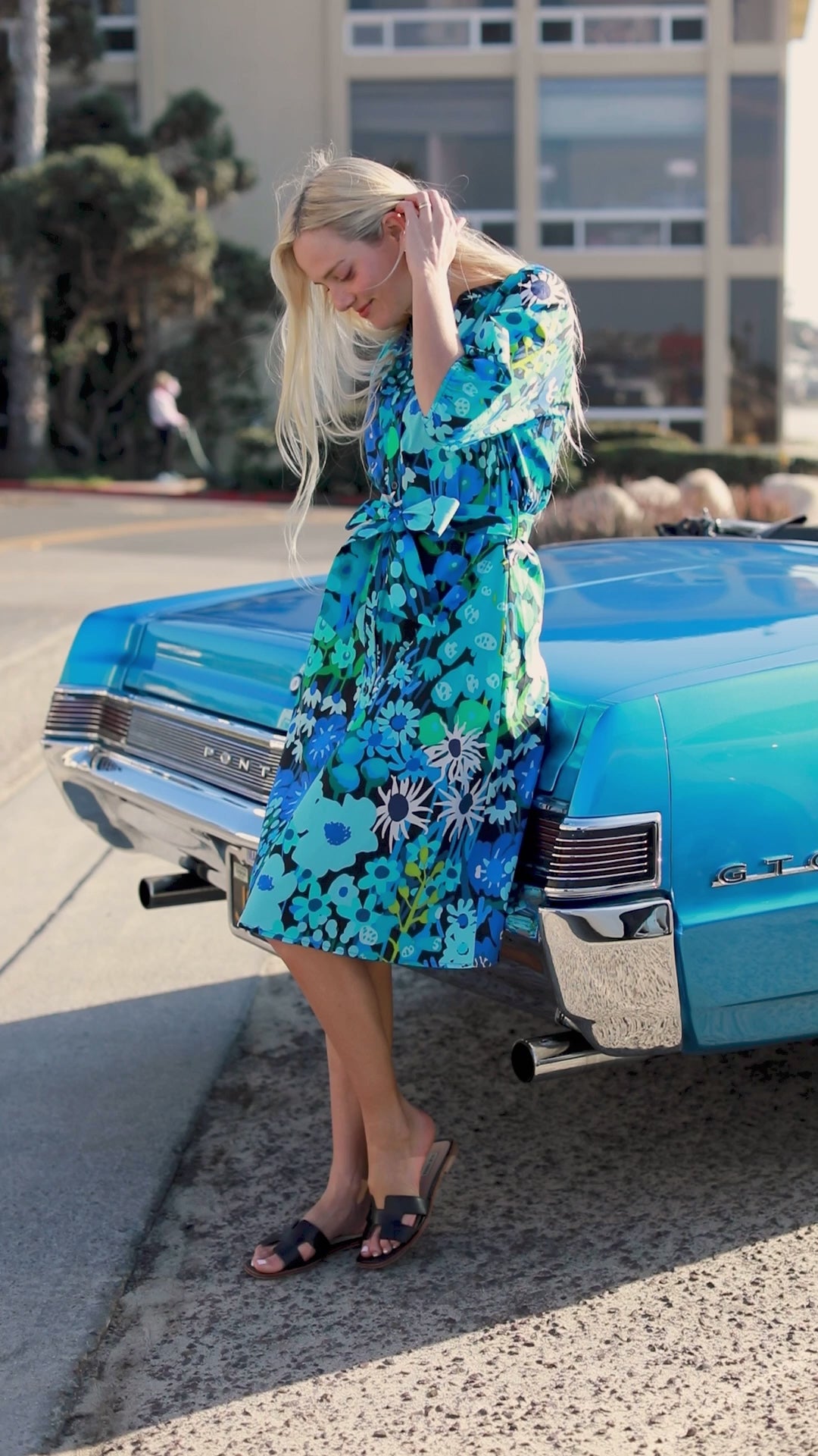 HARRIET dress Garden Party Blue – Lesley Evers