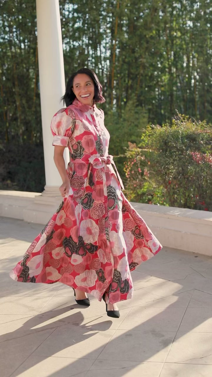 EVANGELINE dress Flower Charm Red – Lesley Evers