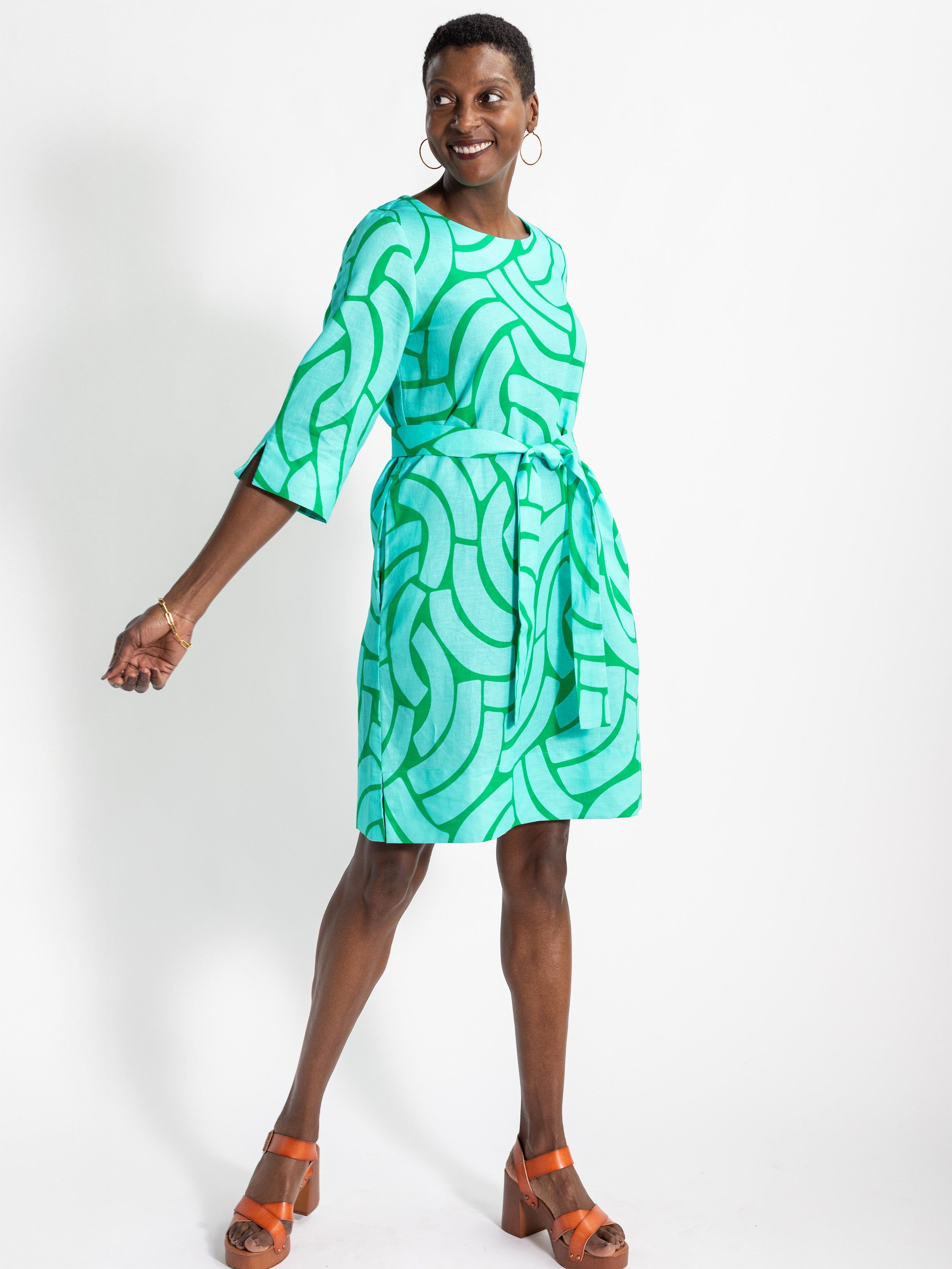 RACHEL dress Swoops Green – Lesley Evers