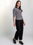 REMI knit top Black and White Scallop - Lesley Evers - knit - knitwear - Shop