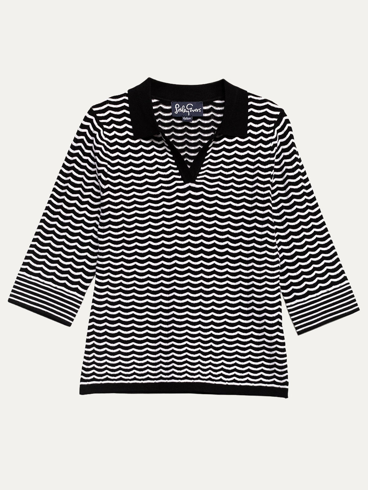 REMI knit top Black and White Scallop - Lesley Evers-knit-knitwear-remi