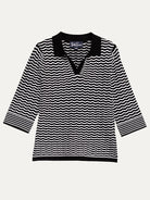 REMI knit top Black and White Scallop - Lesley Evers-knit-knitwear-remi