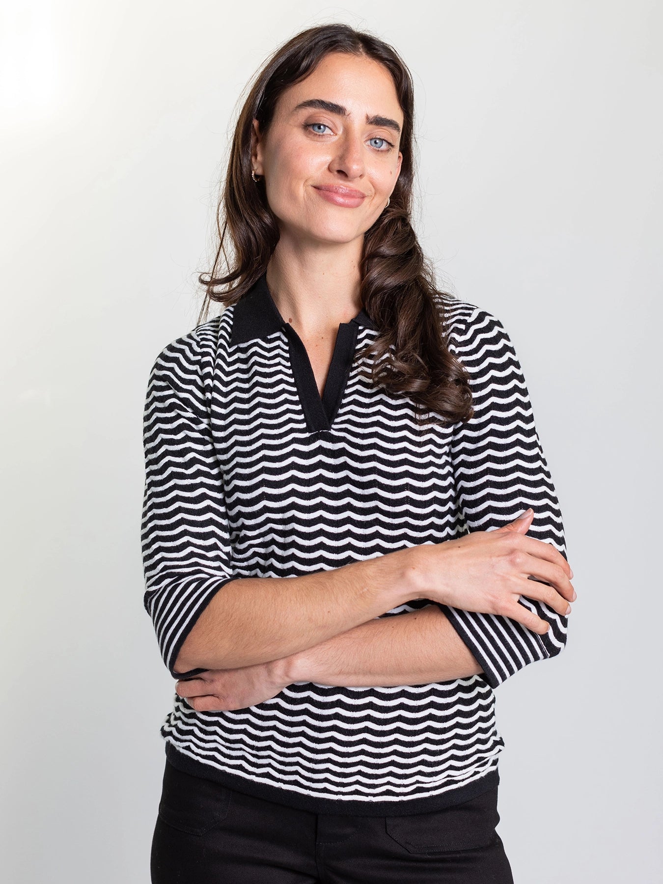 REMI knit top Black and White Scallop - Lesley Evers - knit - knitwear - Shop