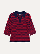 REMI knit top Navy and Red - Lesley Evers-knit-knitwear-new