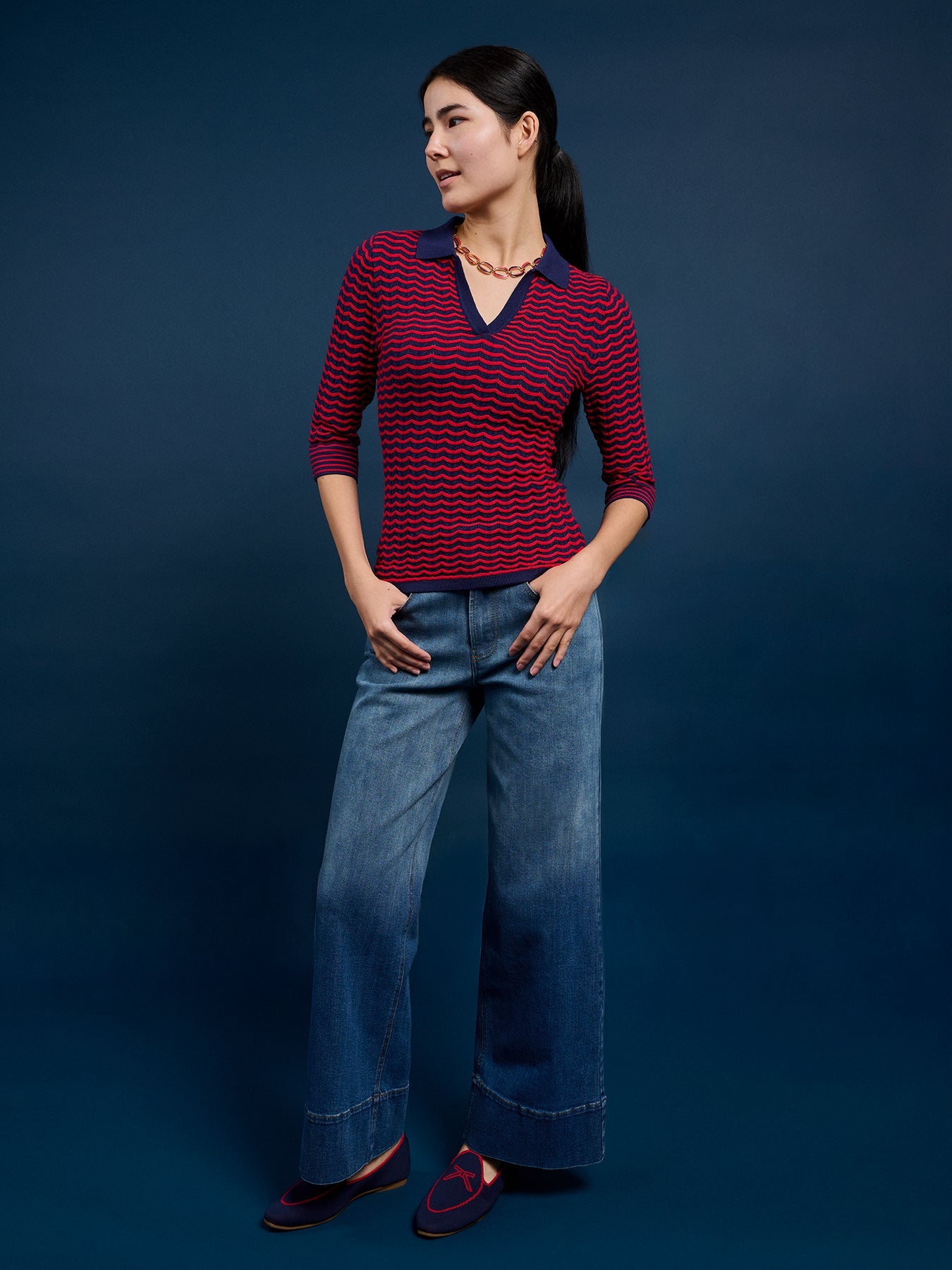 REMI knit top Navy and Red - Lesley Evers - knit - knitwear - new