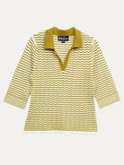 REMI knit top Olive and Ivory Scallop - Lesley Evers-knit-knitwear-remi