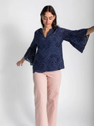 ROSALIE blouse Navy Eyelet - Lesley Evers - Shop - Shop/All Products - Shop/Separates