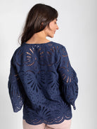ROSALIE blouse Navy Eyelet - Lesley Evers - Shop - Shop/All Products - Shop/Separates