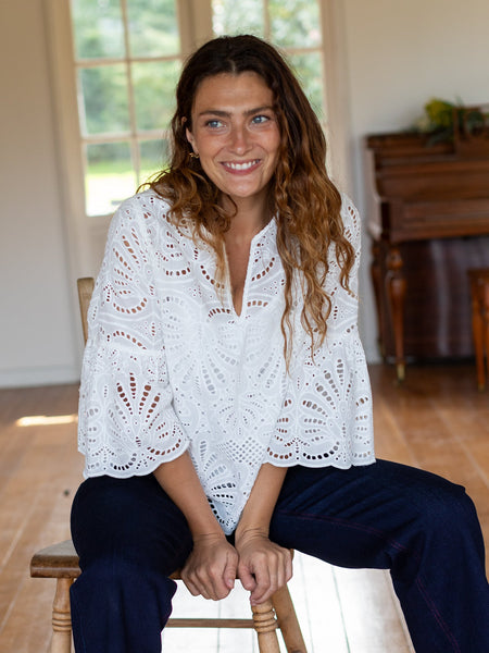 ROSALIE blouse White Eyelet – Lesley Evers