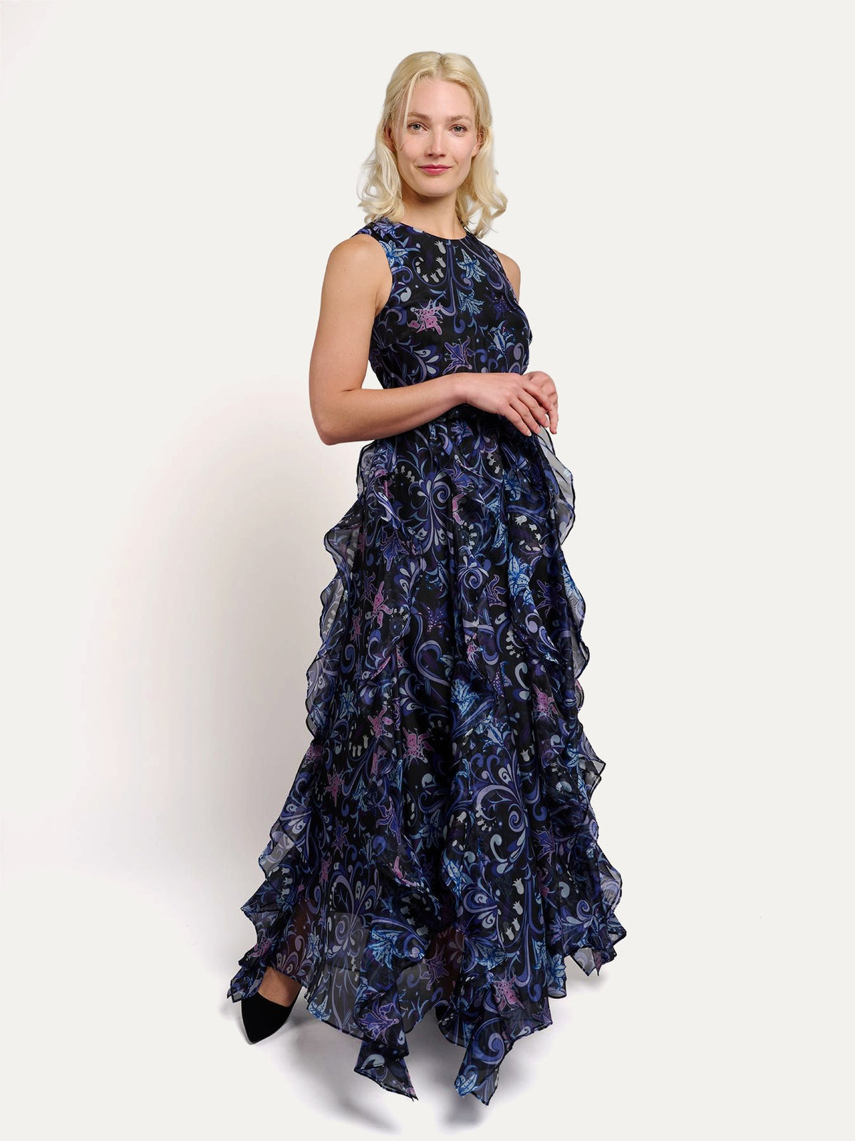 ROSALIND dress Lily Bouquet Purple - Lesley Evers-Dress-formal-gown