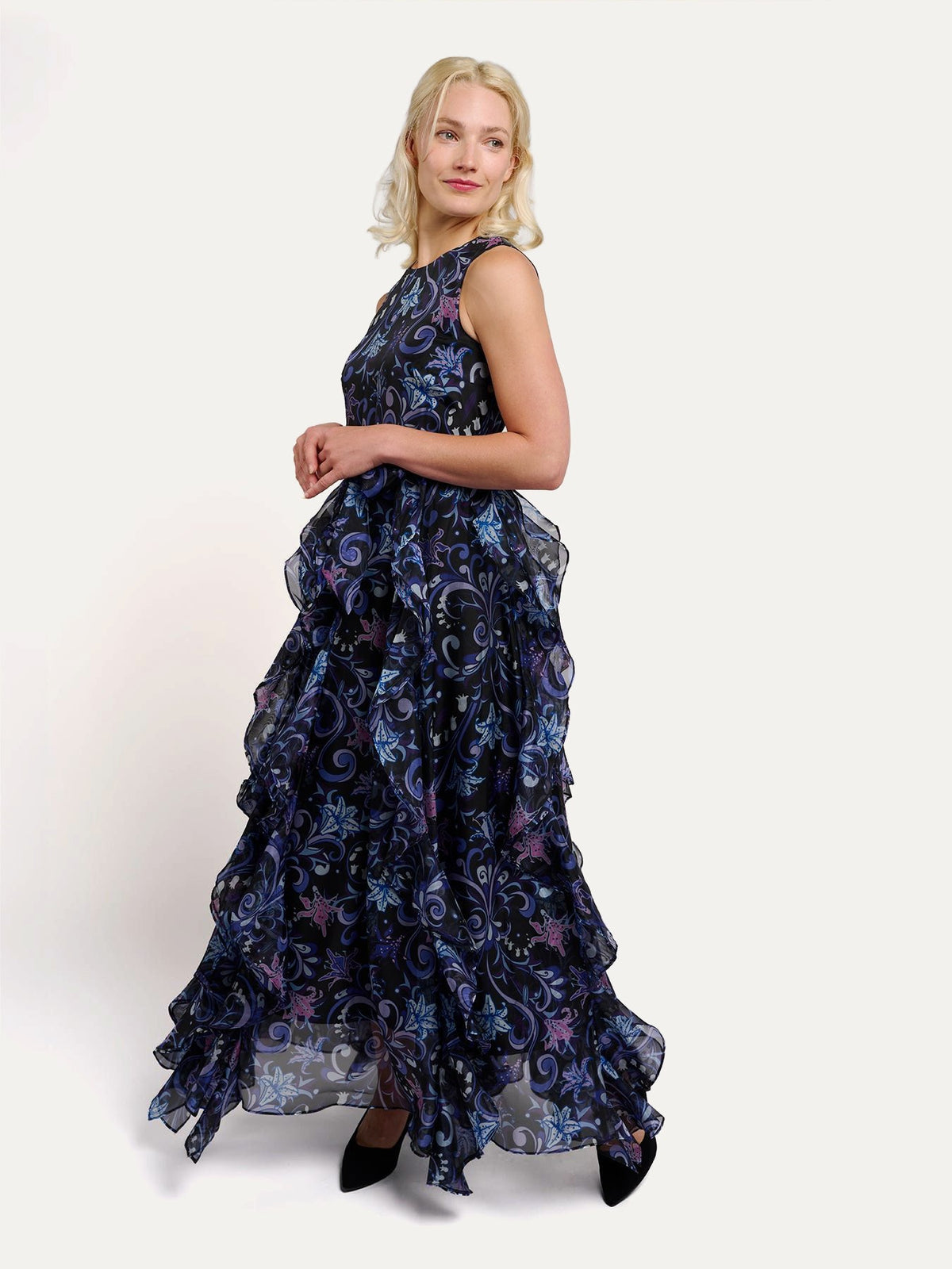 ROSALIND dress Lily Bouquet Purple - Lesley Evers-Dress-formal-gown