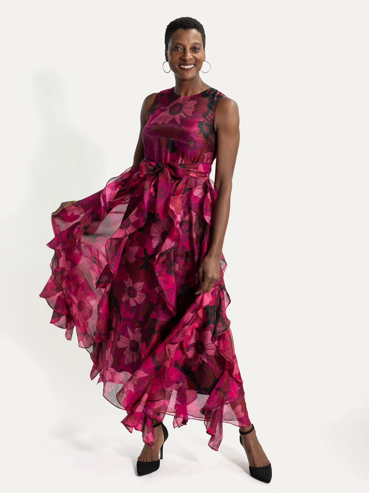 ROSALIND dress Wild Bloom Magenta - Lesley Evers-Dress-formal-gown