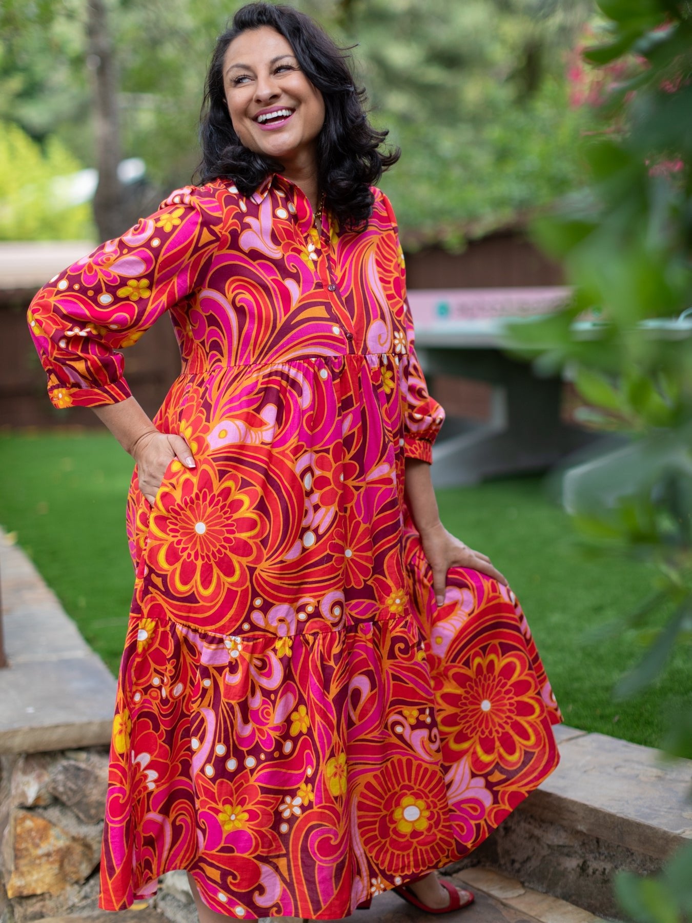 RUTHIE dress Flowerland Pink – Lesley Evers