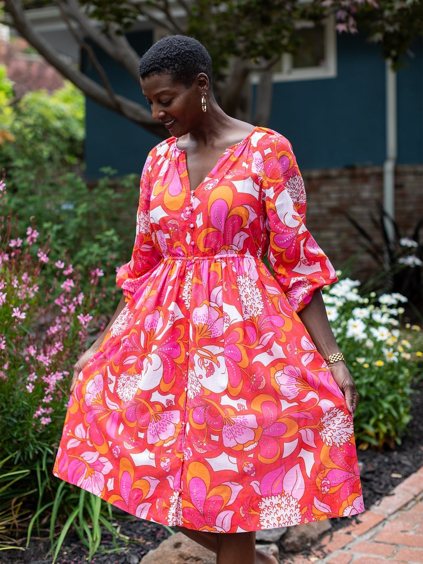 SABINE dress Flourish Pink – Lesley Evers