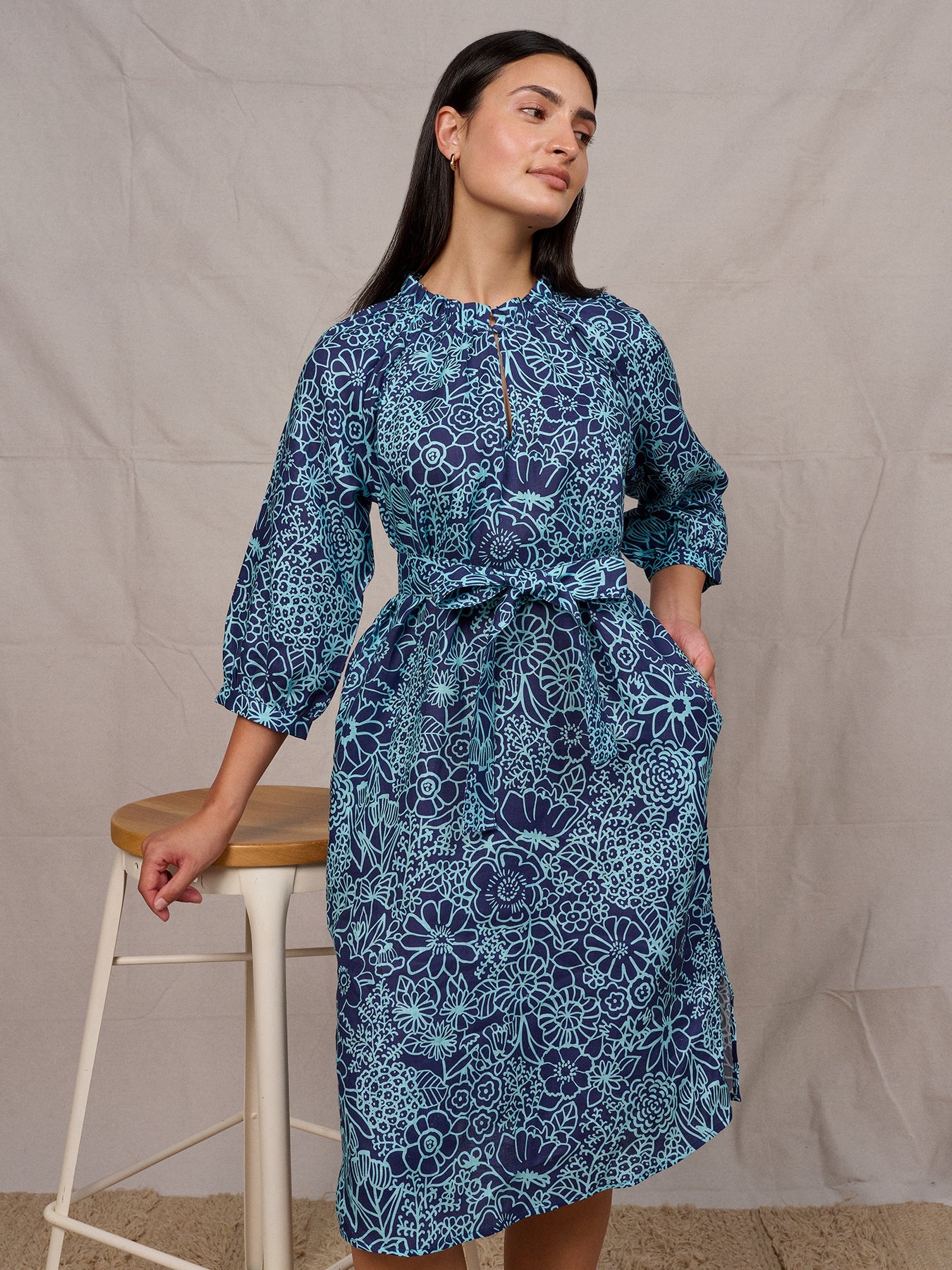 SAVANNAH dress Midsummer Navy - Lesley Evers - dress - 