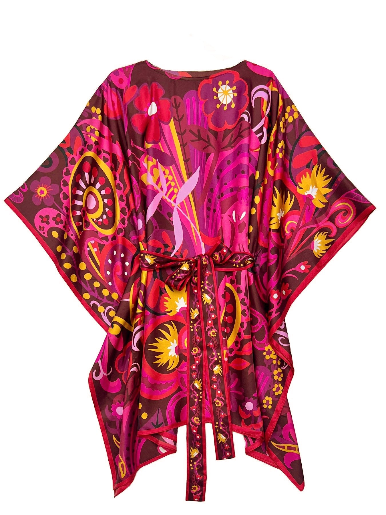 SERENA silk caftan Bonanza Red – Lesley Evers
