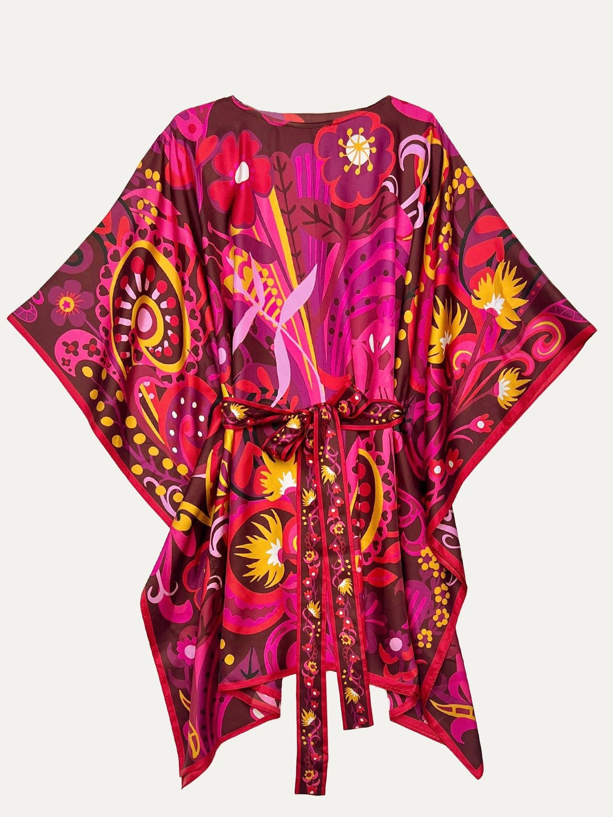 SERENA silk caftan Bonanza Red - Lesley Evers-bonanza-BONANZA red-chic silk
