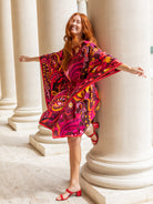 SERENA silk caftan Bonanza Red - Lesley Evers - bonanza - BONANZA red - chic silk