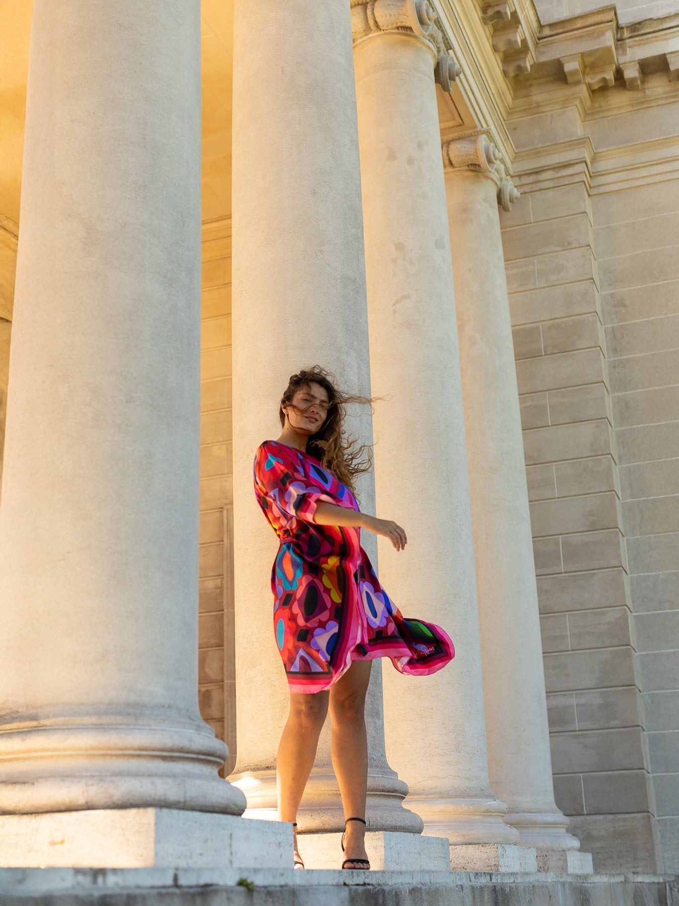 ベスト/ジレ argue cable caftan tunic TUNISIA short sleeve caftan in lightweight gauze - pacific – 9seed