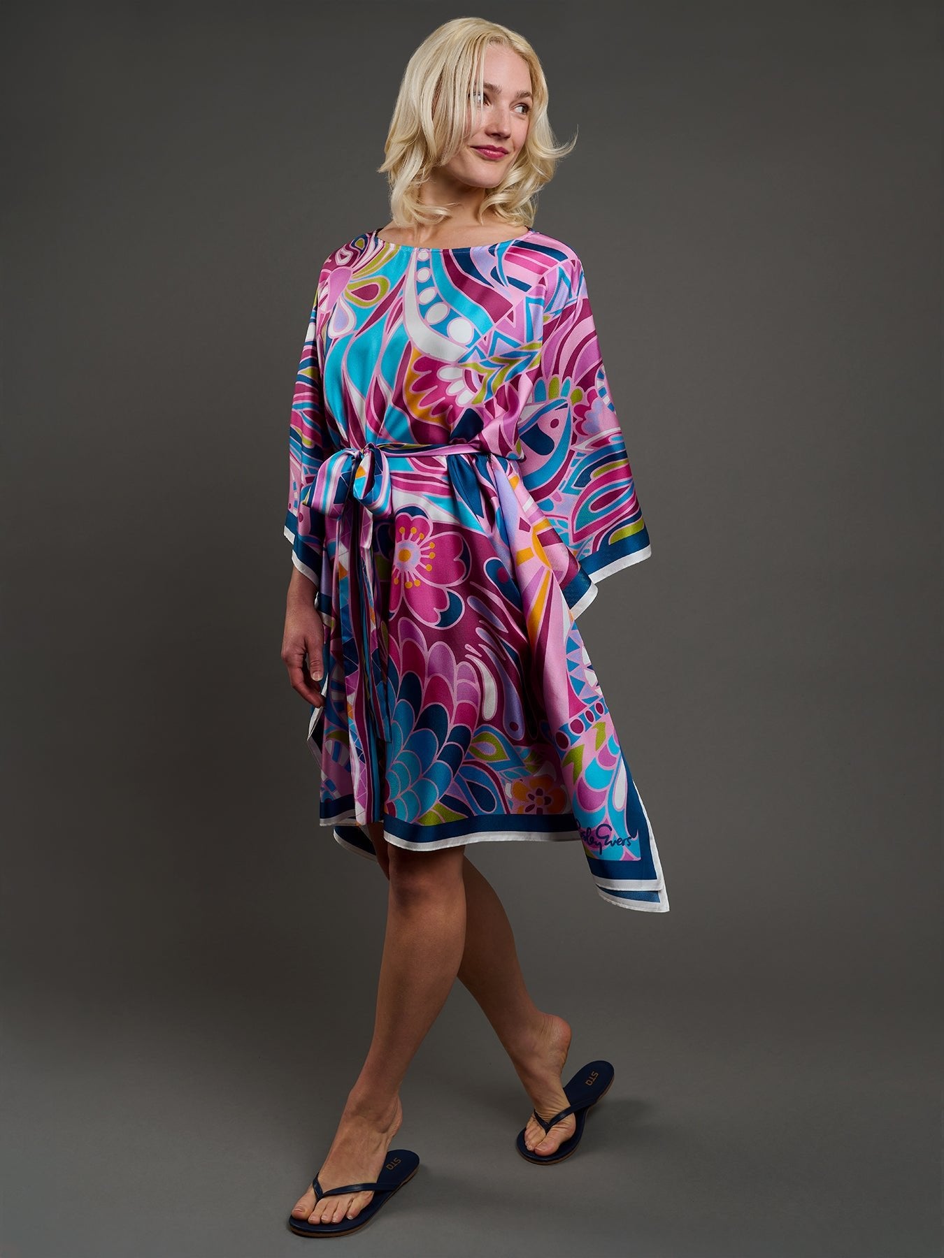 SERENA silk caftan Shakalaka Lilac - Lesley Evers - chic silk - lavendar - lavender