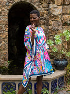 SERENA silk caftan Shakalaka Lilac - Lesley Evers - chic silk - lavendar - lavender