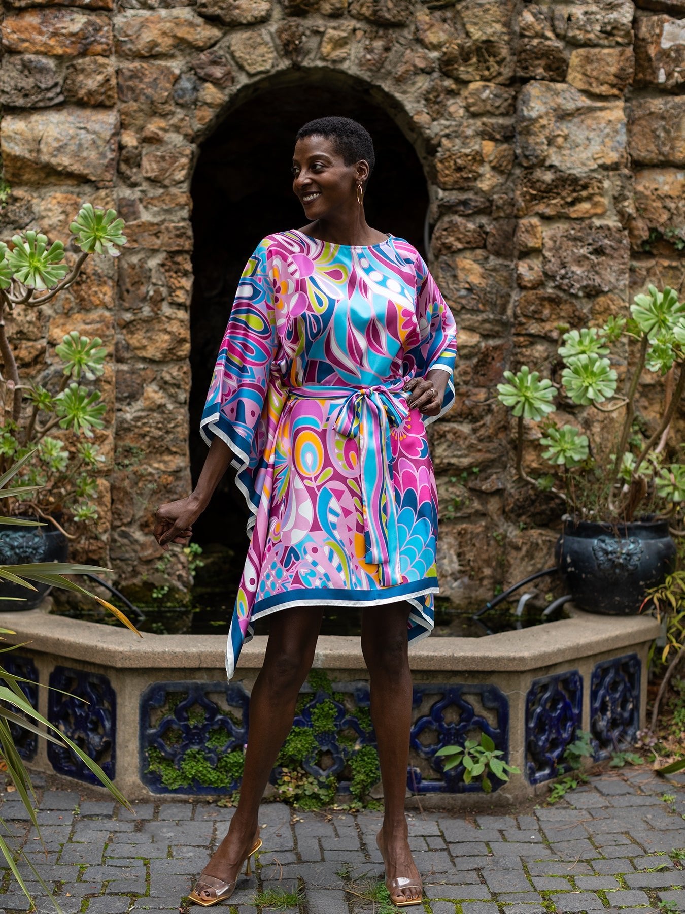 SERENA silk caftan Shakalaka Lilac - Lesley Evers - chic silk - lavendar - lavender