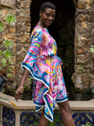 SERENA silk caftan Shakalaka Lilac - Lesley Evers - chic silk - lavendar - lavender