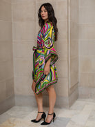 SERENA silk caftan Swirl - Lesley Evers - chic silk - flowerland - flowerland blue