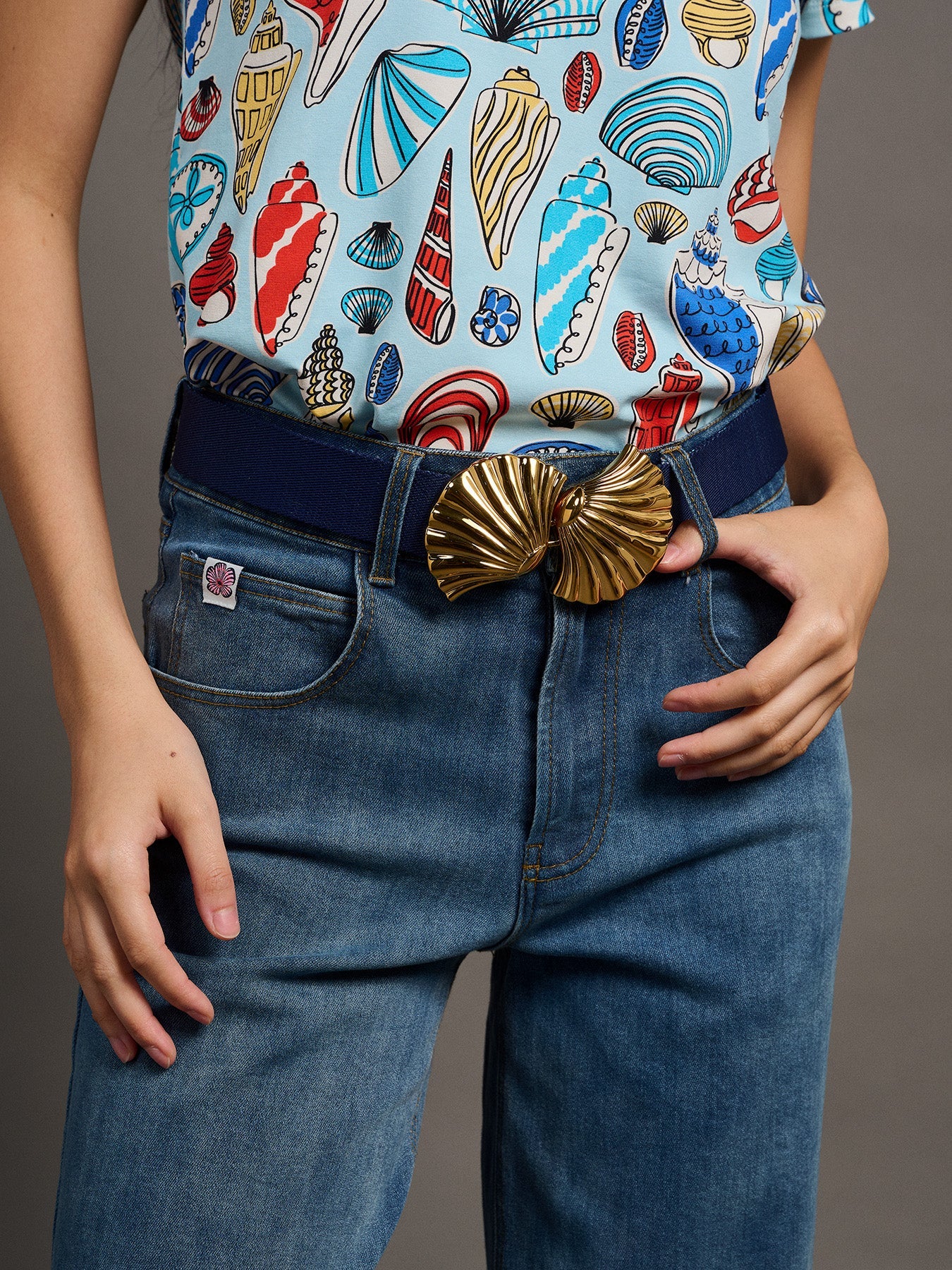 SHELLS Belt Buckle with Pink Dots Belt Strap - Lesley Evers - Accessories - accessory - pebble