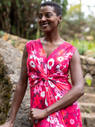 SIENNA dress Flower Power Burgundy - Lesley Evers - Dress - Flower Power - Shop